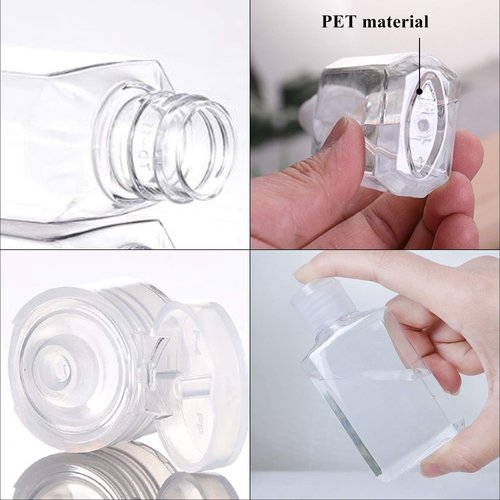 Vankcp 50 Pieces Empty Bottles with Flip Cap, 2 oz Portable Travel Bottle Refillable Cosmetic Bottle Clear Reusable Travel Bottles for Liquid, Lotions, Creams, Shampoo and Toiletries (60 ml)
