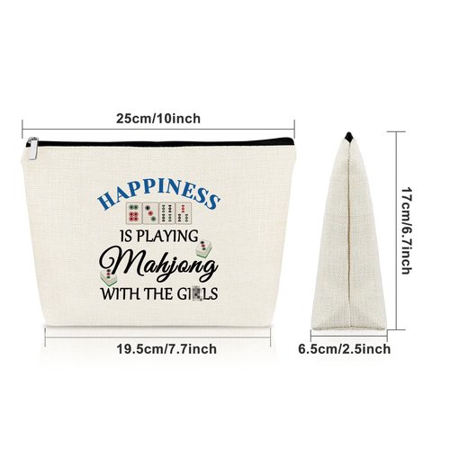Mahjong Gift Makeup Bag Gifts for Mahjong Players Mahjong Themed Gifts for Women Sister Cosmetic Bag Gifts for Mahjong Lovers Retirement Birthday Travel Pouch
