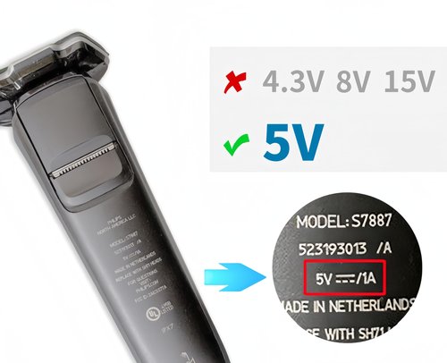 Qjin USB Charging Cable for Philips Norelco Shaver S3243, S3341, S5880, S7885, S7886, S7887, X3001 - Power Cord 5V - 2 Pcs