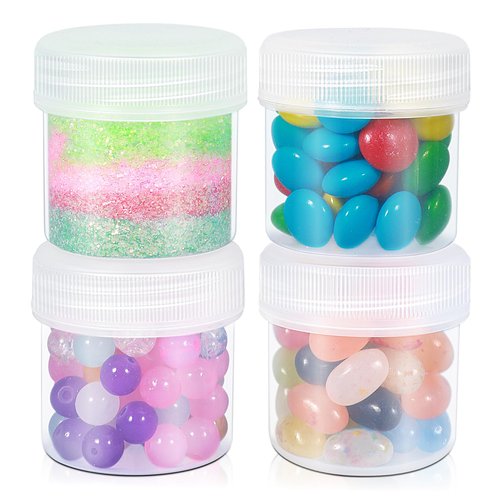 UMETASS TSA Approved Wide Mouth Travel Size Containers, PP Clear Leak Proof Travel Plastic Jars with Lids for Creams Lotion Cosmetic, Jewelry Beads, Sample, Small Items Storage (1 oz, 4 Pcs)