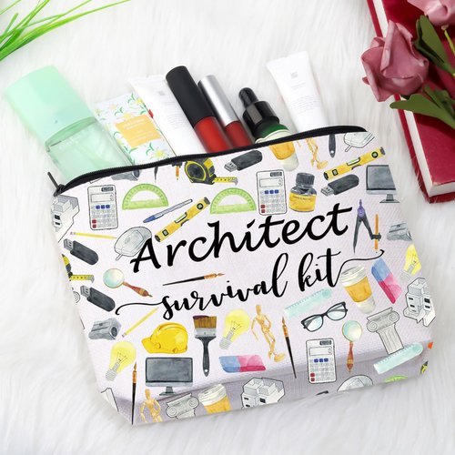 GJTIM Architecture Student Gift Survival Kit Zipper Pouch Makeup Bag for Architects (Survival Architect 2 Bag)