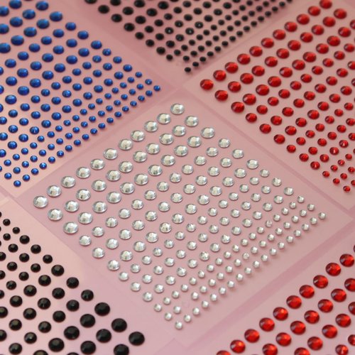5 Sheets Self Adhesive Pearl Stickers, Flat Back Pearls Sticker, 4 Size Self Adhesive Rhinestone Gem Stickers for DIY Crafts Craft Card Decorations Nail Art Beauty Makeup (Blue)