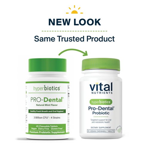 Hyperbiotics Vital Nutrients Pro Dental Probiotic | Clinically Studied BLIS K12 and M18 | Oral Probiotics for Bad Breath Treatment for Adults | Oral Health for Teeth and Gums | 45 Mint Tablets