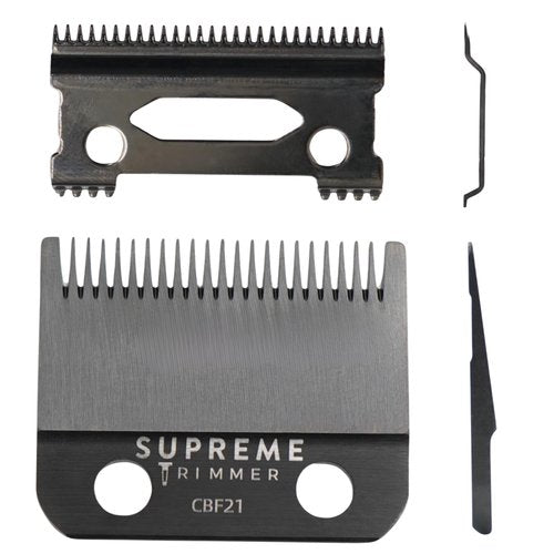 Supreme Trimmer DLC Coated Steel Replacement Blade CBF21 | Fade Blade for Darkstar72 & Most Hair Clippers | Black