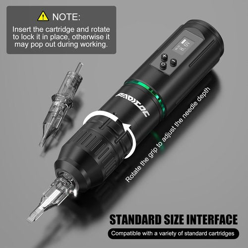 Padieoe Tattoo Gun Kit, Tattoo Kit Wireless Tattoo Machine Kit 1,600 MAH Battery Tattoo Practice Pen with Digital Led Display Type-C Charged Tattoo Supplies for Beginners WTK280