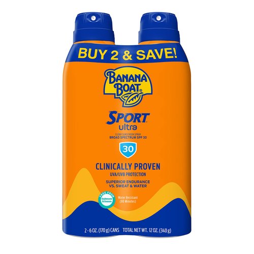 Banana Boat Ultra Sport Reef Friendly Sunscreen Spray, Broad Spectrum SPF 50 & 30, 6 Oz (Pack of 2), Sport Ultra SPF 30 Sunscreen Spray