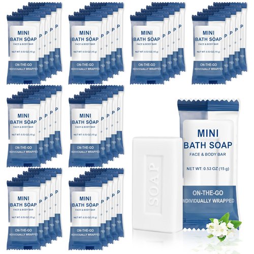 FAOEHN Mini Travel Size Bar Soap in Bulk - Pack of 200,Individually Wrapped 15 g/0.53 oz Disposable Small Hotel Hand Face & Body Soap for Guests,Homeless,Charity,Church,Shelter,Nursing Home (200)