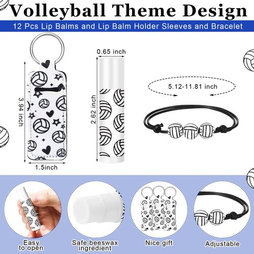 Yeyeplum 72 Pcs Volleyball Team Gifts Party Favors Include 12 Makeup Bags 12 Lip Balm 12 Lip Balm Holder 12 Necklace 12 Adjustable Bracelet 12 Mirrors for Volleyball Lovers Players Teen Girls Supplies