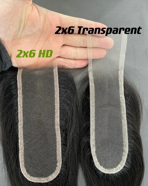 Aorbige 2x6 HD Swiss Lace Melt Skin Lace Closure Long Deep Parting Raw Hair Materials Straight Style Much Fuller with Natural Hair Line Human Hair Natural Black Color (12inch, HD 2x6 lace closure)