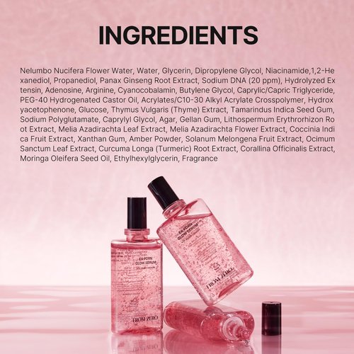FROM ZERO EX-PDRN Glow Serum, Double Capsule Formula, 3.38 fl. oz., Korean Glass Skin, Hydration, Broccoli PDRN, Jinseng Exosomes, 3X Collagen, Ceramide, Niacinamide, Black Pink Face Moisturizing