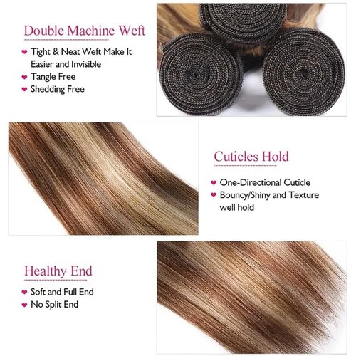 26 28 30 inch 613 Blonde Bundles 33/613 Straight Bundle Highlight Human Hair Bundles Reddish Brown Bundle