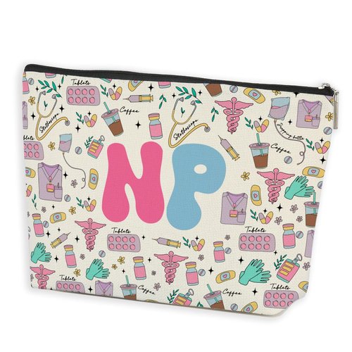 Nurse Practitioner Gifts for Women NP Makeup Bag Nursing Cosmetic Bag Nurse Gifts Nursing Student Gifts Nurse Day Birthday Nurse Appreciation Gifts for Nurse RN Nurse Practitioner Makeup Zipper Pouch