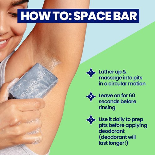Megababe Underarm Bar Soap - Space Bar | With Detoxifying Charcoal for Odor Control | 4.5 oz - 3 Pack