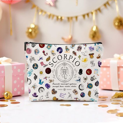XYZONE Scorpio Gifts for Women, Scorpio Zodiac Cosmetics Bag, Travel Makeup Bags, Scorpio Birthday Gifts for Women & Astrology Lovers