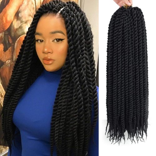 Admutty Havana Twist Crochet Hair 6 Packs 24 inch Crochet Braids Senegalese Twist Crochet Braiding Hair, Jumbo Havana Mamba Twist (1B)