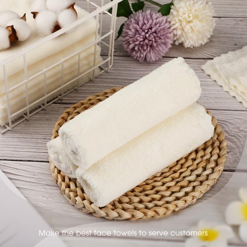 Syhood 12 Pieces Face Wash Cloth 12 x 12 in Makeup Remover Cloths Towel Coral Velvet Facial Microfiber Soft Fast Drying Facial Cleansing Towel for Face(White)