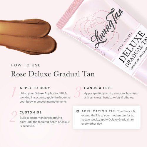 Loving Tan Rose Scented Deluxe Gradual Tan Lotion, Dark-Natural Looking Self Tanner, Professional Strength Sunless Tanner, 5+ Self Tanning Applications-Cruelty Free, Naturally Derived DHA-3.3 Fl Oz