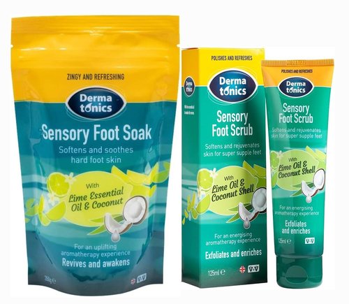 Dermatonics Sensory Foot Scrub 125ml & Foot Soak 350g | Exfoliates, Softens & Improves Skin