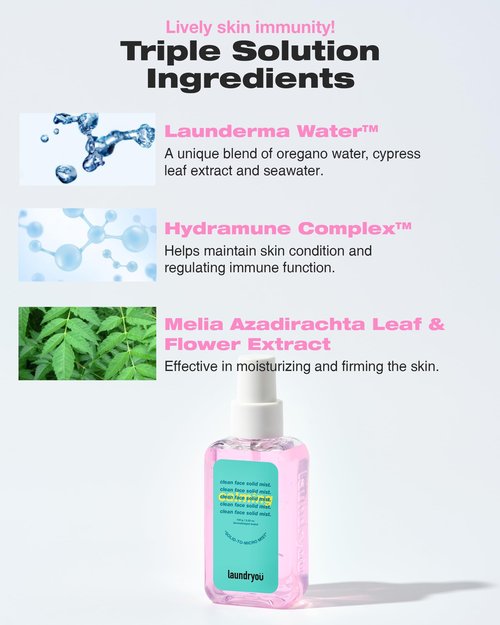 LAUNDRYOU Clean Face Solid Mist - Calming, Hydrating, and Moisturizing Gel-To-Mist Dermatologist Tested Hypoallergenic Facial Spray for Redness Relief and Soothing Irritated Skin - (3.38 fl. oz.)