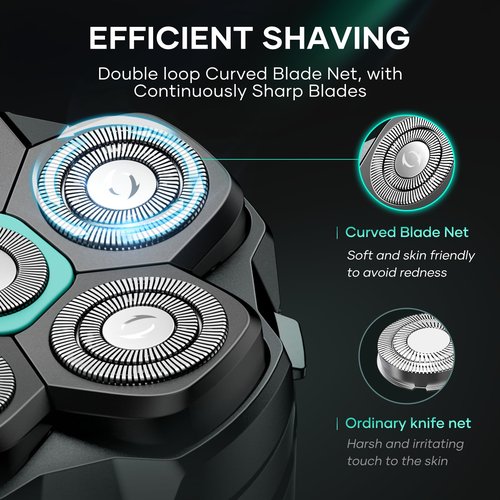 Head Shavers for Bald Men - kensen 6D Cordless Bald Head Shavers for Men, Body Shaver for Mens for Bald Heads and Face IPX6 Waterproof Wet/Dry Use LED Display Balding Clippers Heads Razor Mens Gift