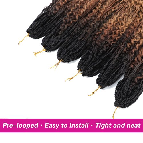 Goddess Crochet Box Braids Curly Ends 144 Strands 22 Inch Bohomian Goddess Box Braids Crochet Hair Synthetic Crochet Braids Hair Extensions(22 Inch,1B/30/27)