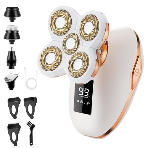 Electric Razors for Women, 5D Facial Hair Removal, 5-in-1 Wet/Dry Bikini Trimmer, Electric Shaver for Women, Rechargeable Face Shaver for Arms Legs Armpit Pubic Area, Painless Womens Grooming Kit
