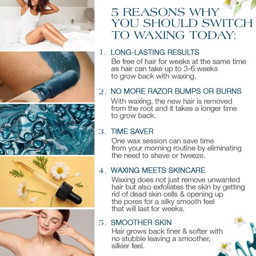 GiGi Soothing Azulene Hard Wax Beads, Gentle Formula for Sensitive Skin, No Strips Needed for Full Body & Face Waxing, 32 oz, 1-pack