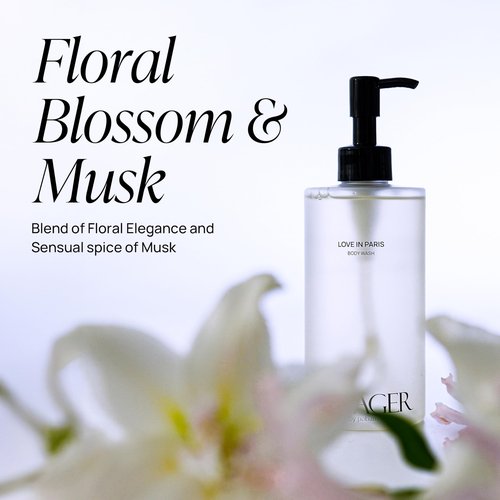 Pobam VOYAGER Foaming Body Wash with Pump, Non-stripping, Nourishing & Deep Hydration Cleanse. 10.14 Fl. Oz./300ml (Rose)