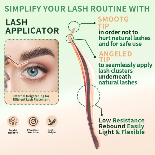 Stainless Steel Eyelash Applicator Tool – Curved Lash Tweezers for Easy Eyelash Extension Application and Removal