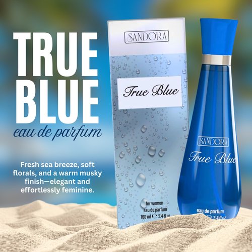 True Blue Woman Eau De Parfum Spray for Women – 100mL Affordable Long Lasting Perfume with Fresh Aquatic Fragrance & Floral Fresh Citrus Scent, Made with Premium Oils for Day & Night Use