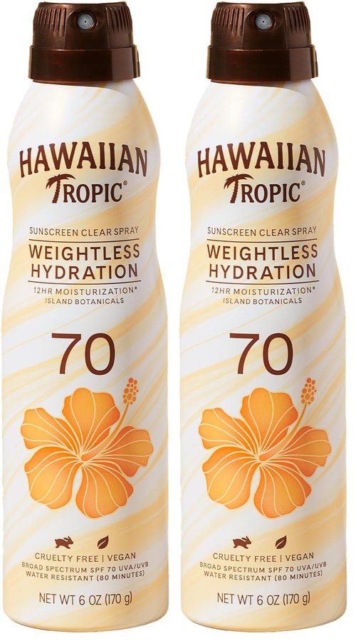 Hawaiian Tropic Sunscreen Spray SPF 70 | Weightless Hydration | Clear Spray | Oxybenzone Free | 6oz
