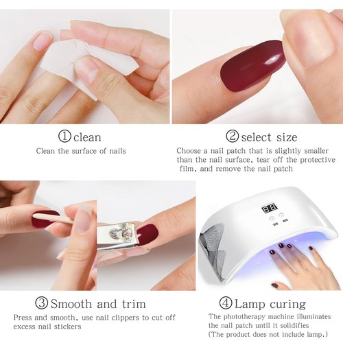 JMEOWIO Gel Nail Stickers Red Semi Cured Gel Nail Strips Wraps UV/LED Nails Art Design Decoration Accessories