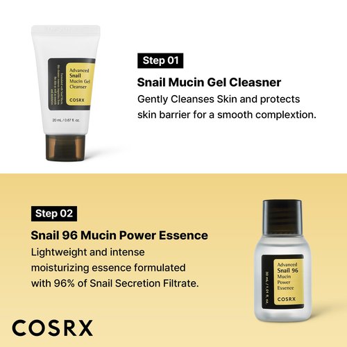 COSRX All About Snail Mucin Korean Skin Care Set, Mini Travel Essentials, Travel Size Gift Set with Snail Mucin Face Wash, Serum, Moisturizer & Eye Cream, Rejuvenating Kit, Stocking Stuffers