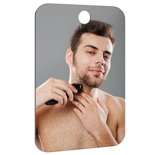 Nyosye Shower Mirror Fogless for Shaving Anti-Fog Frameless Wall Hanging Makeup,10.63" L x 7.87" W,DimGrey