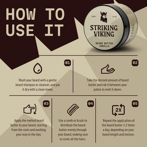 Striking Viking Pack of 2 Beard Oil (2oz) & Beard Butter (4oz) Vanilla Scent