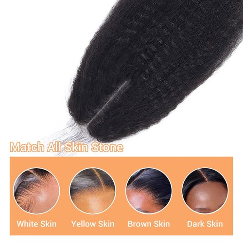 2x6 HD Lace Closure Kinky Straight Transparent 2 by 6 HD Lace Closure 14 Inch 100% Brazilian Virgin Unprocessed Middle Part Human Hair Closure