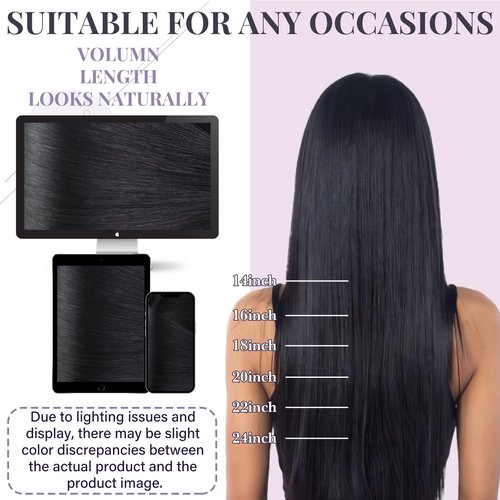 Fshine Genius Weft Real Human Hair Extensions Jet Black Sew in Human Extensions 18 Inch 50g Natural Genius Weft Hair Bundle One Piece