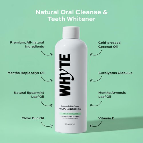 Whyte Coconut Oil Pulling Mouthwash for Teeth Whitening & Gum Health (Spearmint)