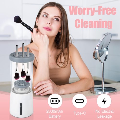 Electric Makeup Brush Cleaner, Automatic Cleaning Tool, IP65 Waterproof Auto Makeup Brush Cleaner, Suitable for Cleaning Makeup Sponges and Brushes
