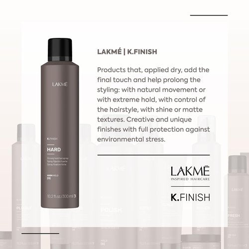 LAKMÉ K.Finish Hard Strong Hold Hairspray, Hairspray with Extreme Hold, Hair Styling Spray, 10.2 Fl Oz