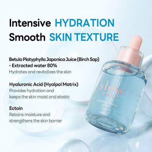 slowpure Hydration Texture Serum 50ml (1.69 fl.oz.) | Hydrating, Moisturizing & Soothing | Smooth Skin Texture, Skin Barrier, Glass Skin | Hyaluronic Acid, Ectoin, Birch Sap | Korean Skincare