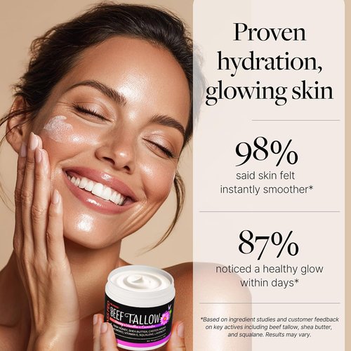 SELFWISE Beef Tallow for Face Organic Moisturizer - Grass-Fed Whipped Balm with Honey, Shea Butter, Castor & Calendula - Non-Greasy Hydration - Made in USA