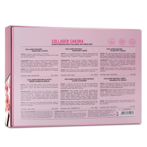 Sakura Skin Care Set for Teen Girls, Cherry Blossom Skincare Gift Set for Teens & Women, Moisturize & Repair Skin, 6 Pcs Collagen Skin Care Kits with Cleanser, Toner, Lotion, Serum, Cream & Eye Cream