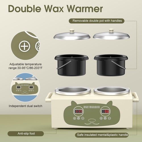 Qiiugirl Professional Hair Removal Wax Pot Heater with Waxing Kits for Hair Removal, Green