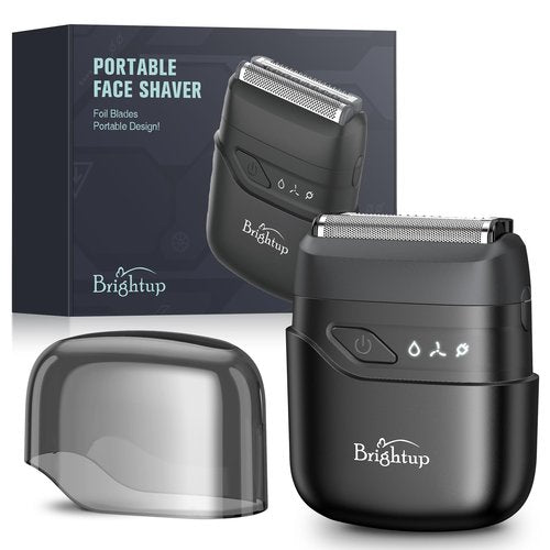Brightup Electric Foil Shavers for Men, Mini Electric Razor for Shaving Face, Compact Travel Shaver with Floating Blades, Waterproof Wet/Dry Razor USB C Rechargeable
