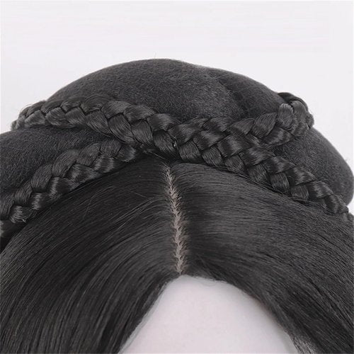 FOTN Chinese Vintage Wig Chinese Style Wig for Women Geisha Headband Wig Retro Headwear Wigs Bun Hair Pieces Hanfu Headdress Cosplay