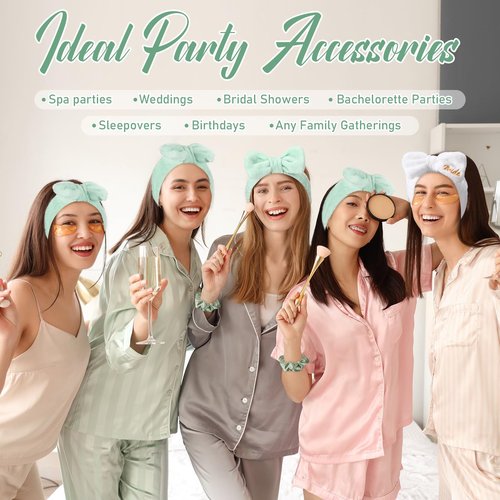 Wavyknot 40 Pcs Bachelorette Favor Set Include Headband Scrunchies Hair Claw Clips Hairbrush and Makeup Bag for Bridal Shower Party Gifts Bridesmaid Wedding Supplies (White and Green)