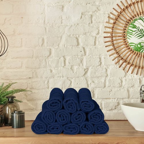 Utopia Towels 12 Pack Premium Wash Cloths Set, 12 by 12 Inches, 100% Cotton Ring Spun, Highly Absorbent and Soft Feel Washcloths for Bathroom, Spa, Gym, and Face, Navy