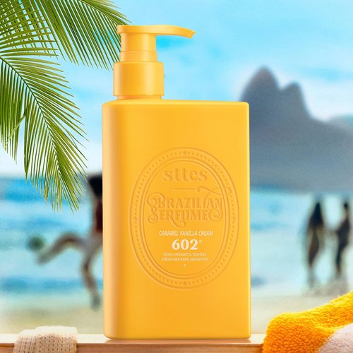 Sttes 602# Caramel Vanilla Lotion - 250ml (8.45 fl oz) Body Lotion - Seven Kinds of Pure Vegetable Oils + Active Caffeine (Without Mineral Oil)