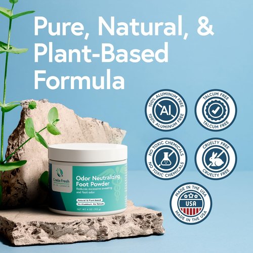 CREDA-FRESH Foot Lotion to Powder for Excessive Sweating - Plant Based Foot Powder for Smelly Feet - Foot Odor Eliminator & Foot Lotion for Dry Feet - 4oz